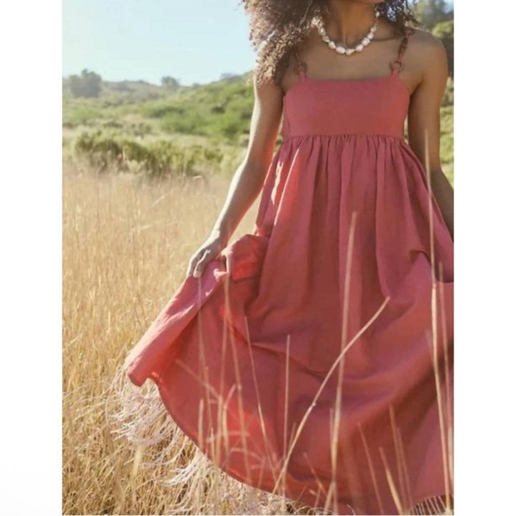 NEW EDDY gavin beaded fringe midi dress in rhubarb - Picture 4 of 11